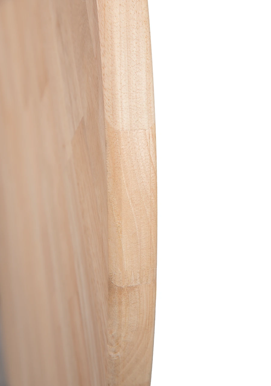 Photo détourée des bords d'un plateau rond en bois en essence d'hévéa, le best seller de la boutique